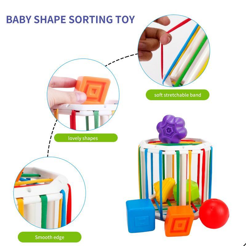 Cubo de clasificación sensorial, juguetes de cordón colorido, cubo de clasificación sensorial, habilidad motora fina, aprendizaje temprano, educación preescolar