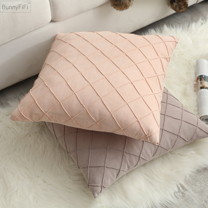Juste de coussin en faux daim doux, taie d'oreiller décorative pour la maison, rose et gris, diamant, canapé, lit, chaise, 45x45cm, 30x50cm