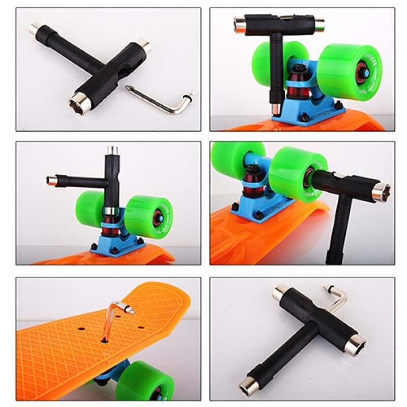 Professional Skateboard Tools T Type Skate Scooter Skateboard Tools Kick Scooter Mini L Wrench Set Assemble Adjusting Tool Kit