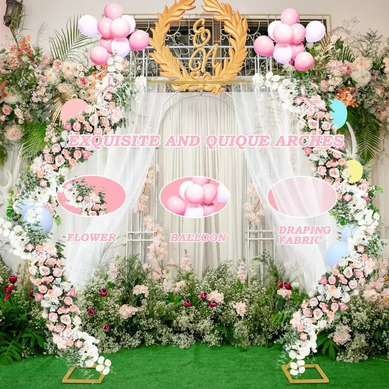 Soporte para arco de boda de 7,2 pies, arco de Metal heptogonal para globos, soporte de fondo para jardín, fiesta de boda