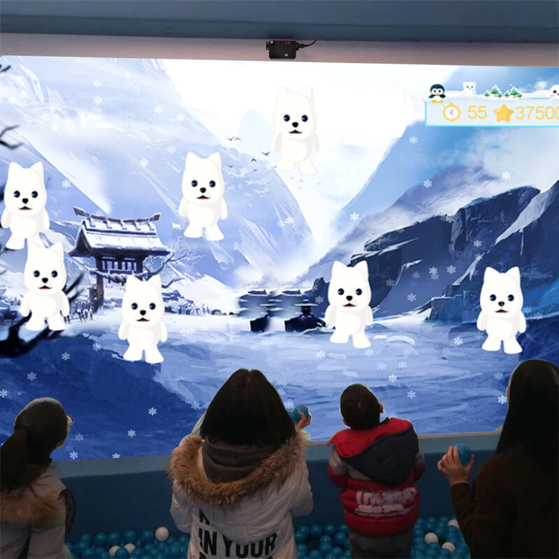스매시 스노우 볼 벽면 인터랙티브 프로젝션 게임, 비디오 멀티 미디어 인터랙티브 디스플레이 장치, 어린이 및 성인용 윈도우 지지대