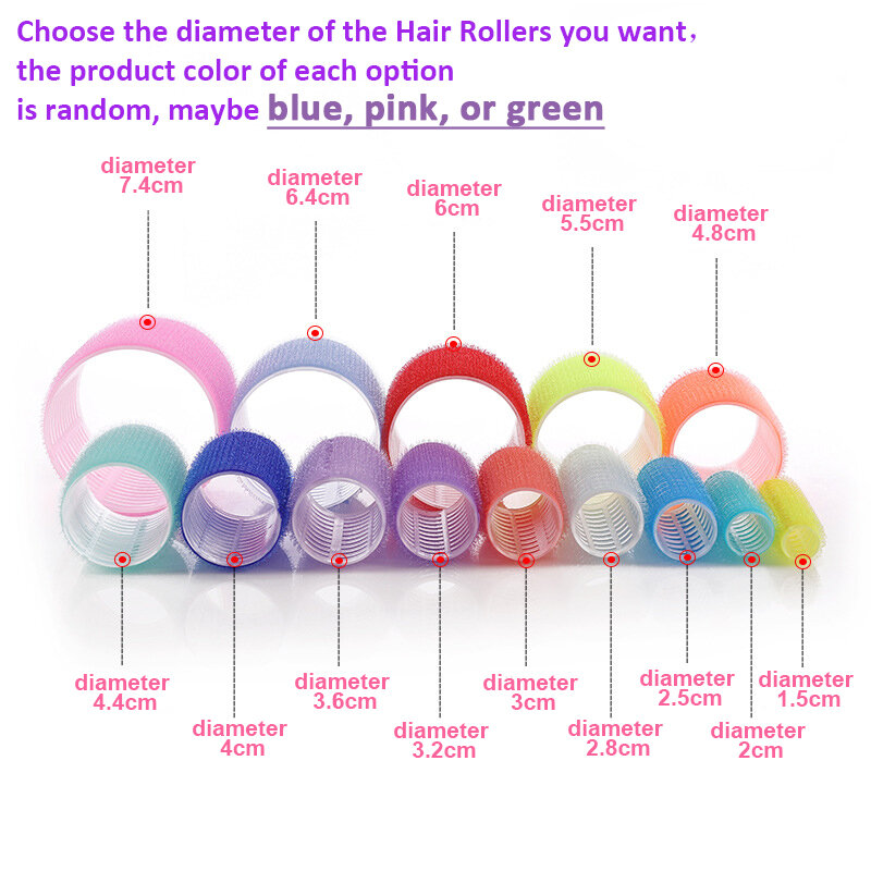 6 buah roller rambut tanpa panas, alat pengeriting rambut tanpa panas, penjepit rambut poni Volume berperekat, kait & Loop DIY
