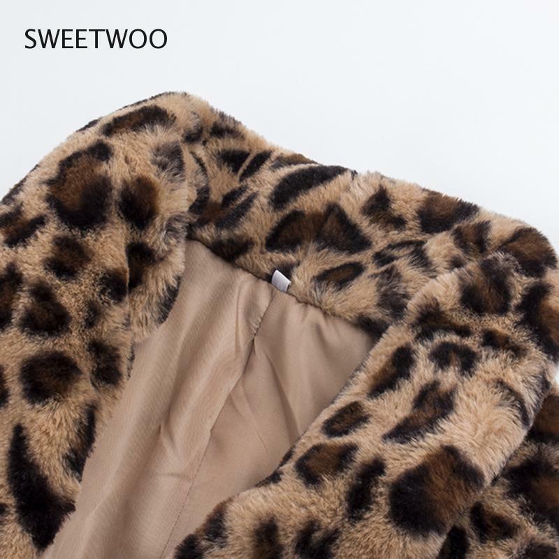 Abrigo de leopardo de piel sintética para mujer, Chaqueta de felpa cálida de lujo a la moda, prendas de vestir de alta calidad para invierno, novedad de 2019