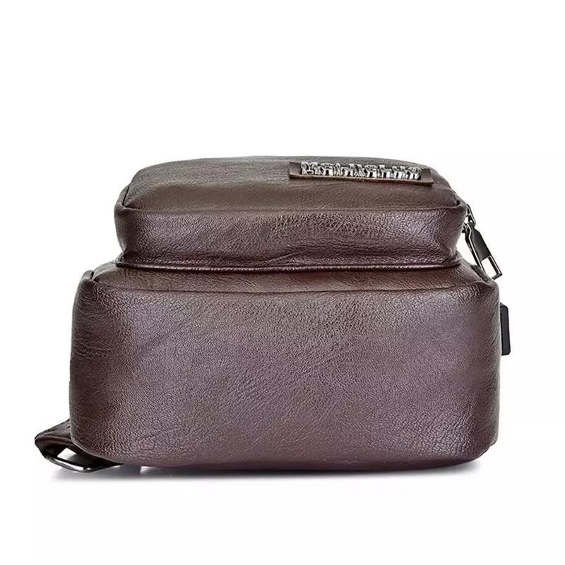 Bolsos de viaje cruzados para hombre, bolsa de pecho con carga USB, bolso de mensajero de diseñador, bolsos de hombro de cuero PU