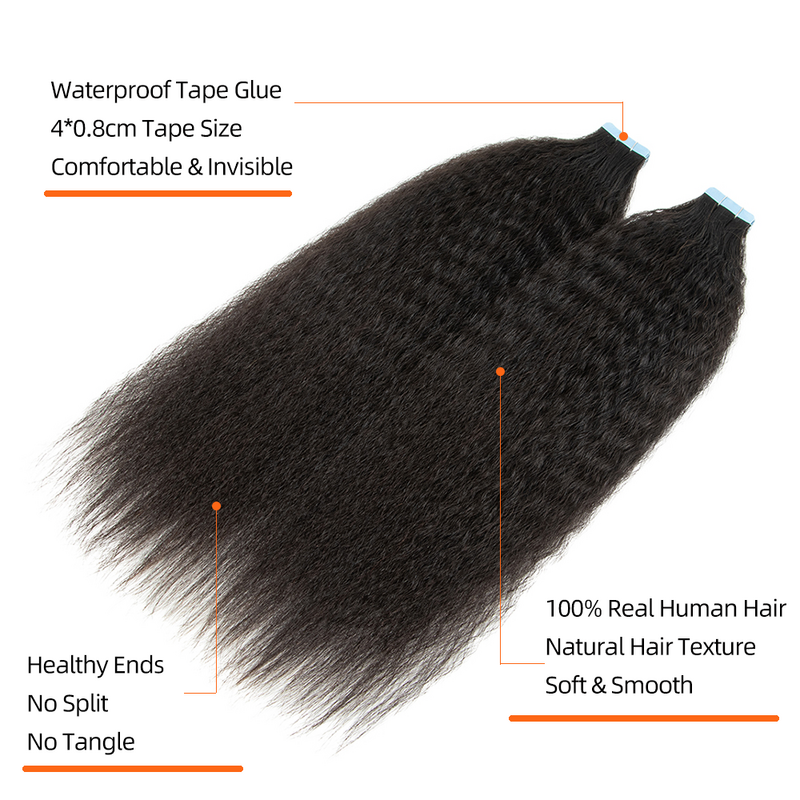 Isheeny-extensiones de cabello humano para mujeres negras, cinta Invisible de 12 "-26", cabello virgen Natural