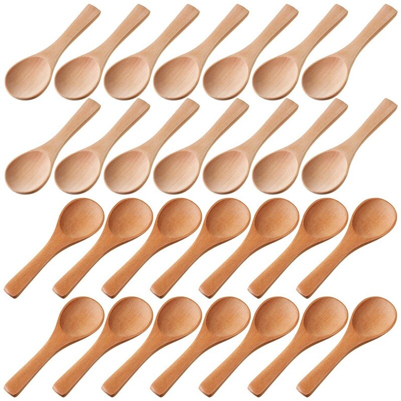 Cucharas de madera de 10/20/50/100 piezas, Mini cucharas de degustación para condimentos de cocina, sal, aceite, café, té y azúcar