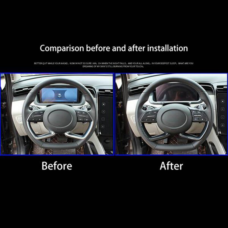 For Hyundai Tucson L 2021 2022 Car Carbon Fiber Steering Wheel Button Cover Trim Decoration Frame Sticker