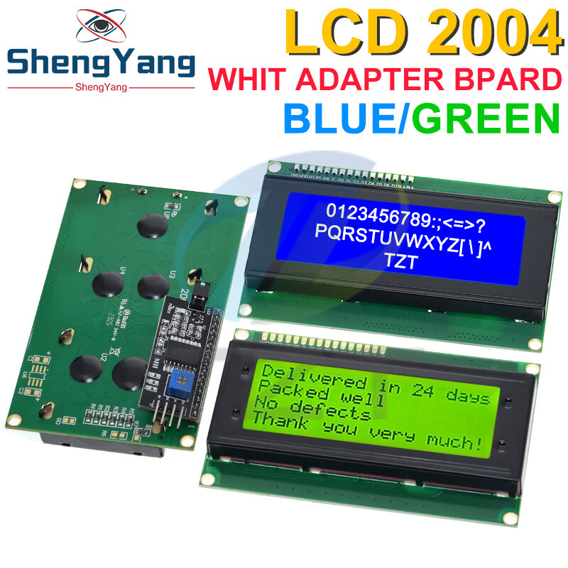 TZT-módulo LCD de retroiluminación para Arduino UNO R3 MEGA2560 20X4 LCD2004, serie IIC/I2C/TWI 2004, azul y verde