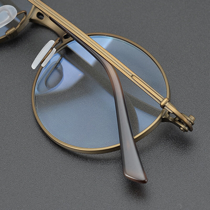 Montura de gafas de titanio puro para hombre y mujer, lentes de diseño de marca, redondas, de lujo, graduadas para Miopía