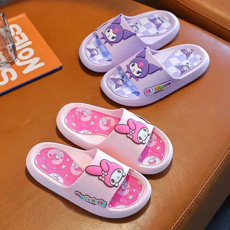 Детские тапочки Sanrio Melody, летние домашние тапочки для девочек и мальчиков, Нескользящие