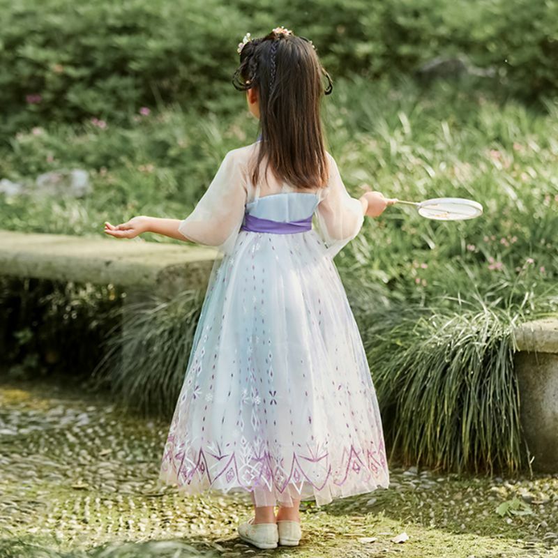 Chinese Traditional Gauze Embroidery Hanfu Dress Girls Kawaii Tang Suit 2023 Summer New Children's Dress Princess Cosplay