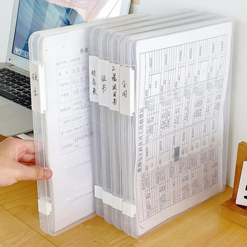 Pudełko do przechowywania plików A4 łatwa identyfikacja przezroczysty Organizer do przechowywania plików z trzy klamry do biura szkoły domowej