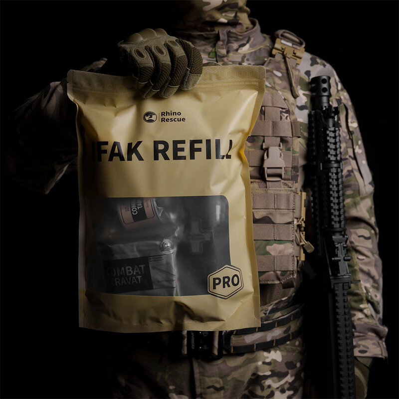 Kit per traumi di salvataggio Rhino, Kit medico per equipaggiamento di sopravvivenza da combattimento, tattico per pronto soccorso di emergenza, forniture di ricarica IFAK