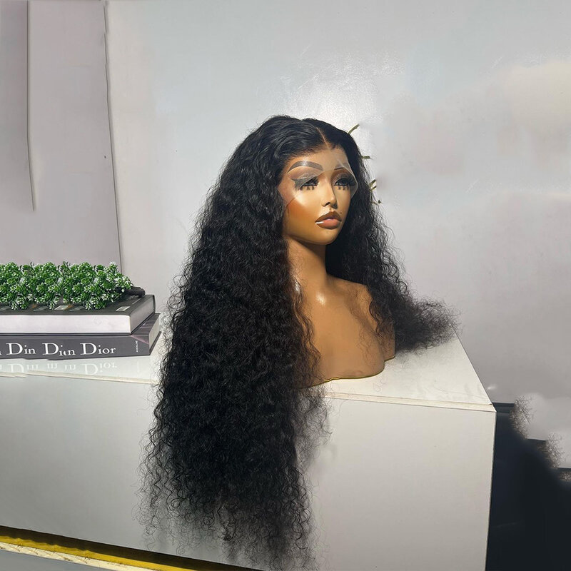 Soft 26Inch Long Black Kinky Curly 180Density Deep Lace Front Wig For Women Babyhair Preplucked Glueless Daily Cosplay