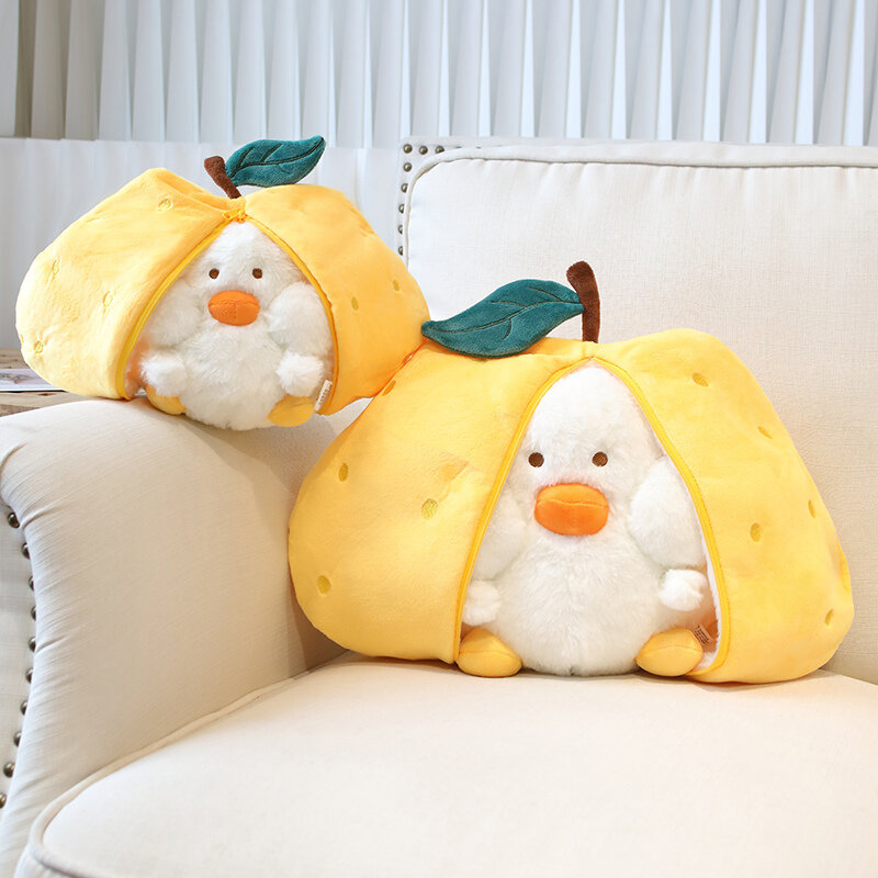 Criativo Cartoon Flip Duck Pear Plush Toy Bonito Stuffed Plushies Boneca Anime Soft Kids Brinquedos para meninas Kawaii Decoração do quarto