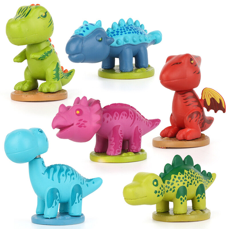 1 zestaw nowości zabawnie potrząśnij głową małe zwierzę słodko potrząśnij głową mały dinozaur zabawki modele ozdoby samochodowe śmieszne zabawki