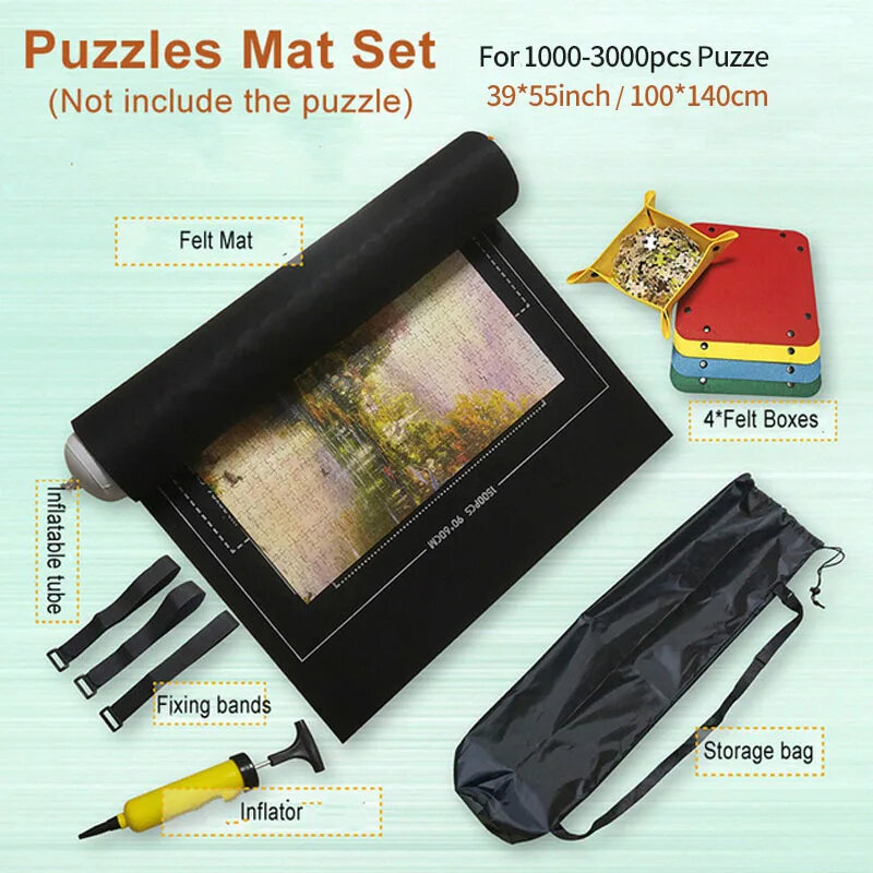 전문 퍼즐 롤 매트 담요 펠트 매트, 최대 1500/2000/3000 개 액세서리, 퍼즐 휴대용 여행 보관 가방