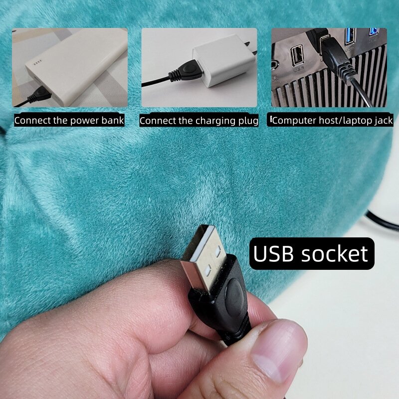 USB Electric Heater Foot Warmer Charging Power Fleece Cartoon Cat Warm Foot Cover Feet Heating Pads For Home Bedroom Sleeping