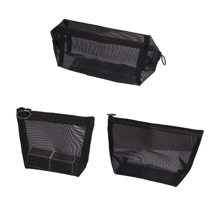 Fashion Transparent Wash Pouch Mesh Package Travel Organizer Handbags Makeup Bags Bathing Bags Storage Bags Cosmetic Pouch