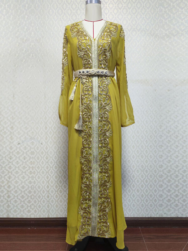 Женское платье в мусульманском стиле с вышивкой, длинное платье в арабском стиле