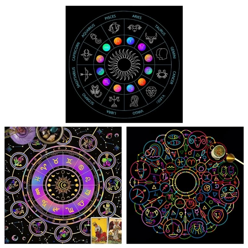 Nappe Table pour cartes Divination, tapisserie, Constellations, phases lune, Tarot, livraison directe