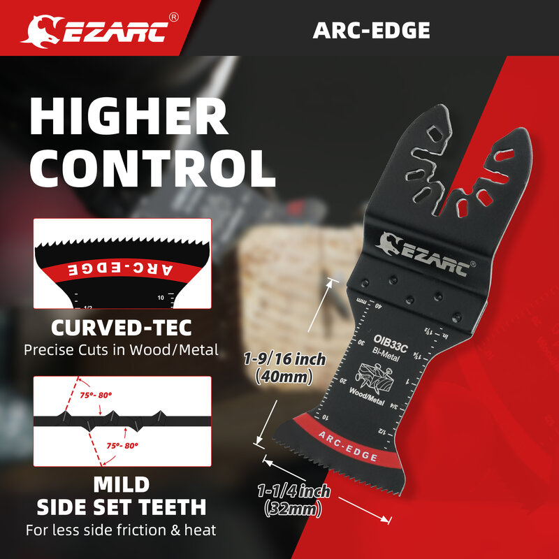 EZARC Bi-Metal Oscillating Saw Blade 5PCs Arc Edge Oscillating Multitool Blades Precise Cut for Metal, Wood with Nails Universal