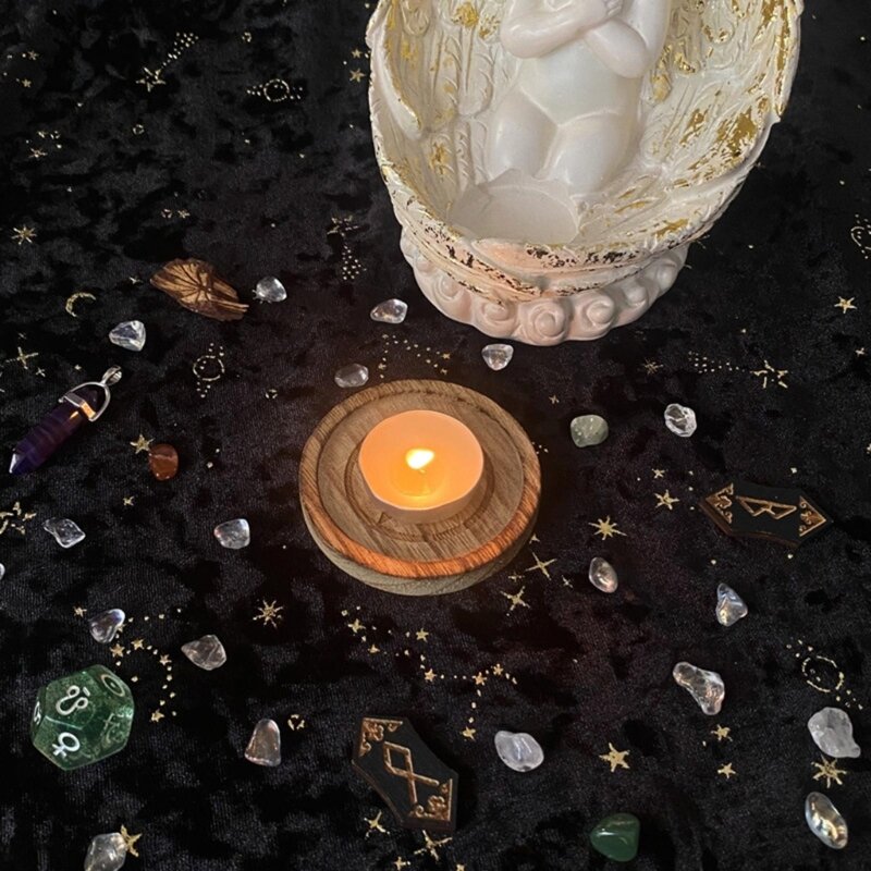 Astrologia pentagramy świecznik Pentacles ołtarze talerze świeczniki drewniane wróżby ceremonia świeczniki