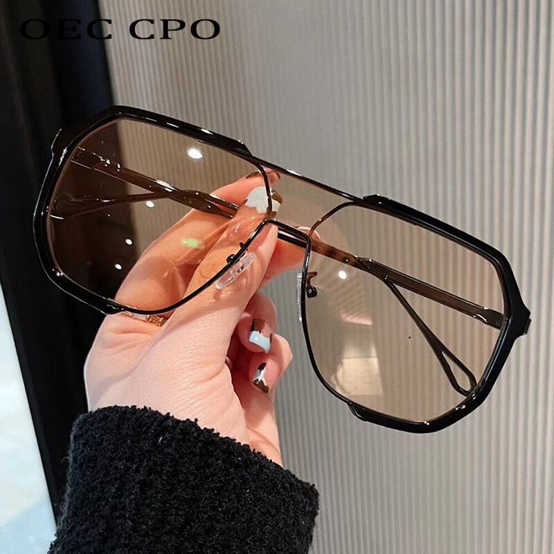 Kacamata hitam ukuran besar wanita 2023 kacamata hitam Fashion satu potong unik baru untuk pria UV400 kacamata Punk trendi kacamata wanita UV400