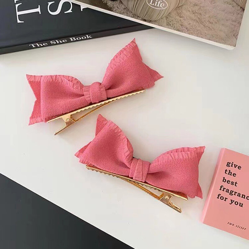 한국 스타일 매력적인 공주 핑크 나비 매듭 머리핀, 여름 패션, 달콤한 악어 클립, 여성 주얼리 헤어 액세서리, 1 PC