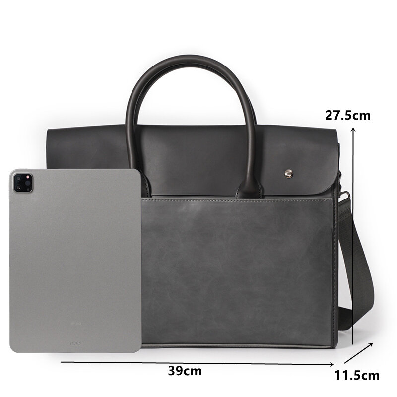 Retro miękka skórzana teczka dla mężczyzn torebka biznesowa na co dzień biurowa torba na ramię torba na laptopa o dużej pojemności