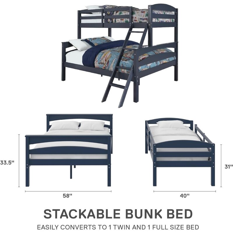 Łóżko piętrowe dla dzieci, łóżka z litego drewna z drabinką i szyną zabezpieczającą, podwójne, podstawy i ramy łóżek, łóżko piętrowe dla dzieci
