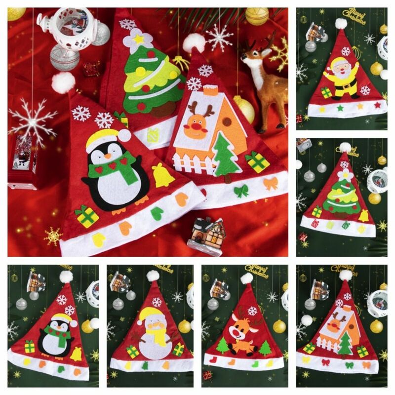 Нетканая ткань ручной работы шапка Санта Клауса кристинги Санта-Клаус кристинги шляпа Рождественская елка Лось Детские шапки для Рождества