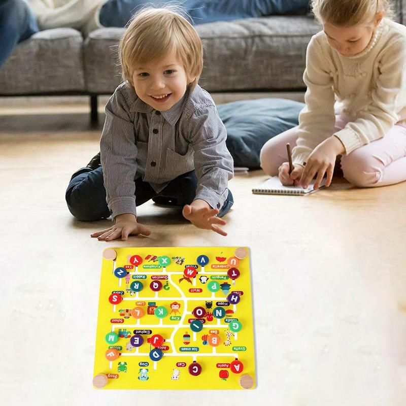 2 In 1 Wooden Number And Letter Maze Board Fine Motor Skill Development Montessori Learning Educational Travel Toy For Kids