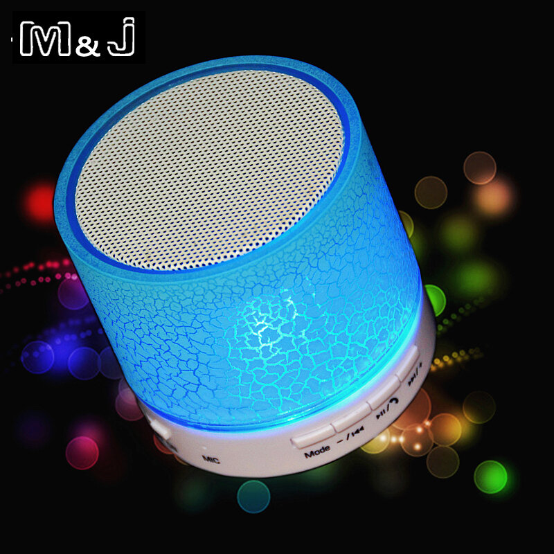 M & J-minialtavoz inalámbrico con Bluetooth, dispositivo con LED, TF, USB, caja de sonido de música portátil, Subwoofer, para teléfono, PC, con micrófono, gran oferta
