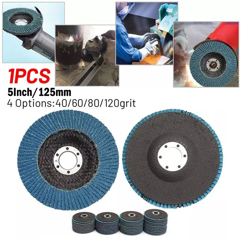 125mm 5Inch Flap Polishing Wheel Grinding Disc 40/60/80/120 Grit For Angle Grinder 13000 Rpm Metal Wood Polishing Abrasive Wheel