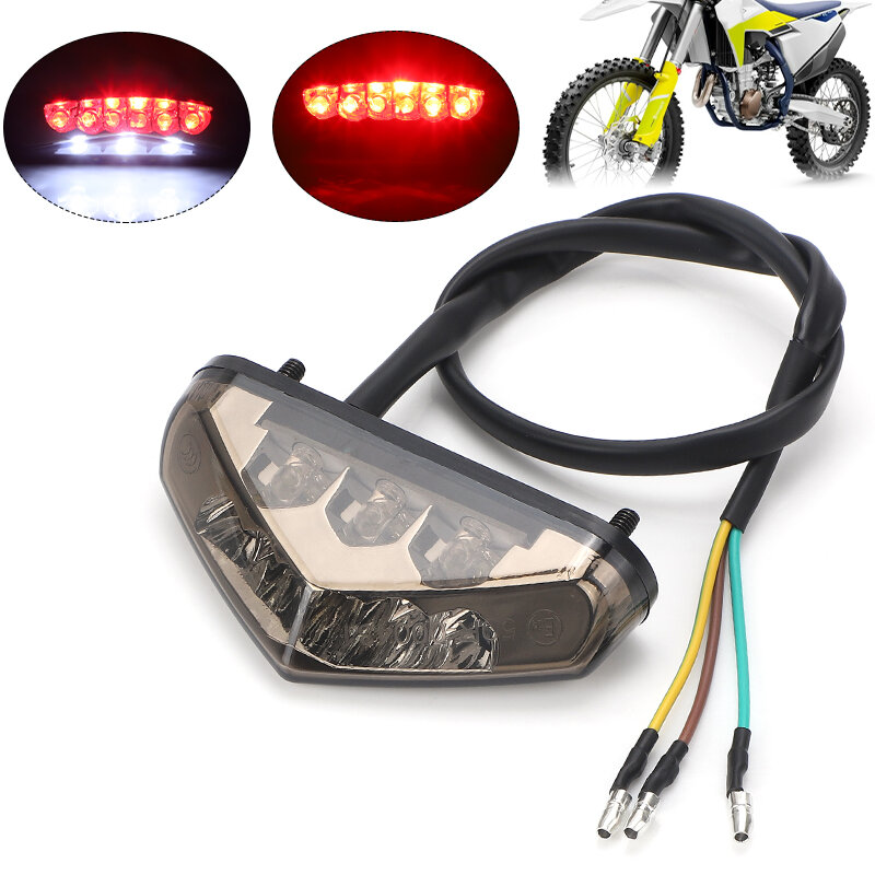 Mini luz trasera LED para motocicleta, lámpara de freno trasero de 12V para Pit Dirt Bike, ATV, Chopper, Scooter, Cruiser