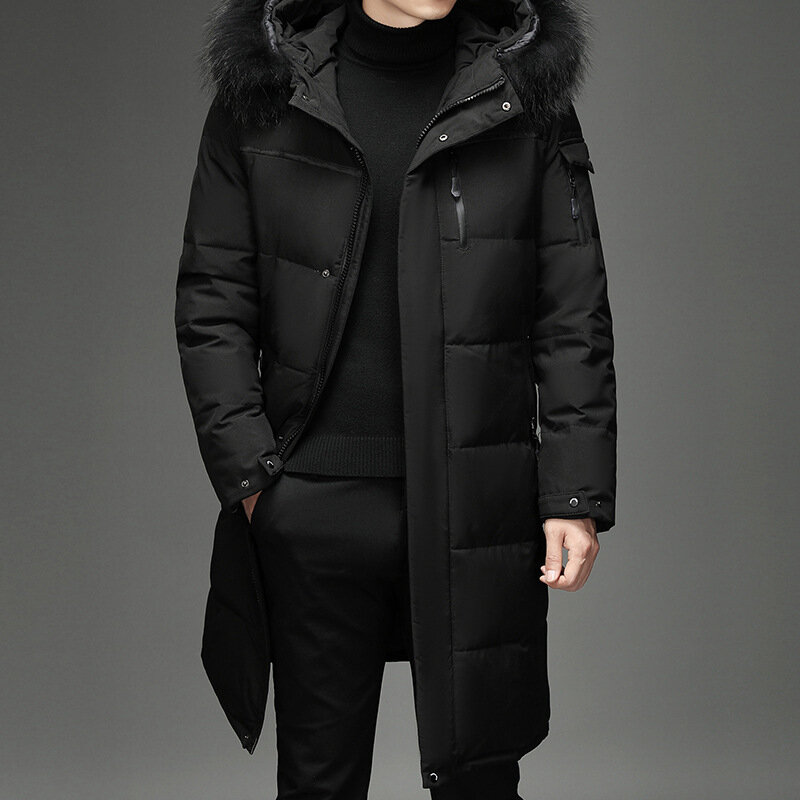 男性用フード付きダウンコート,長くて厚いニットジャケット,冬に暖かい,大きいサイズ4xl 5xl,2023