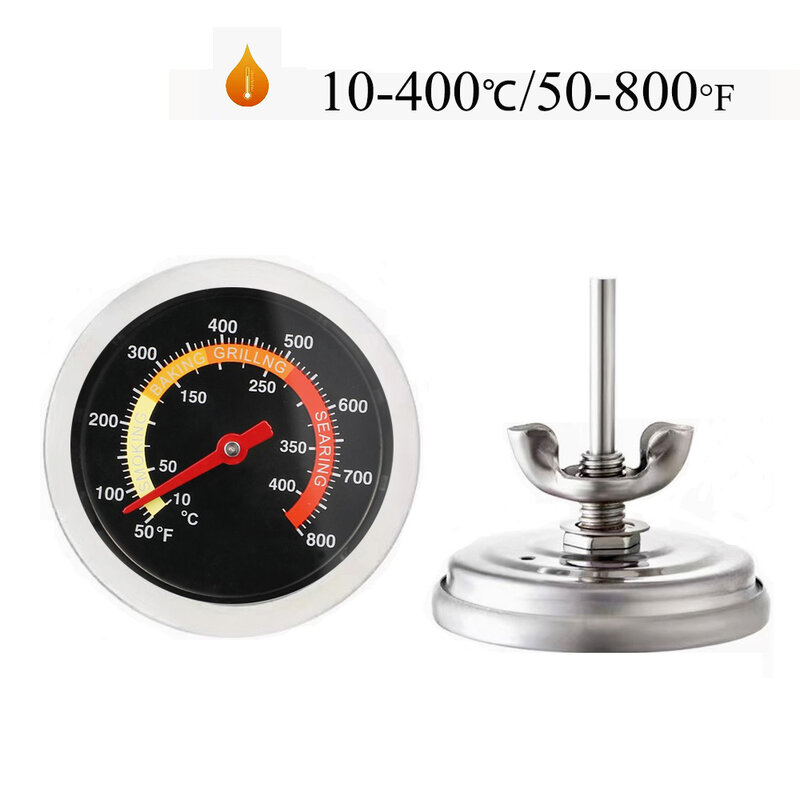 Termometer barbeku di luar Termometer memasak dapur, 52mm 10 ℃-400 ℃ termometer makanan daging tes suhu Meter untuk Oven BBQ Grill dengan Probe panas barbekyu
