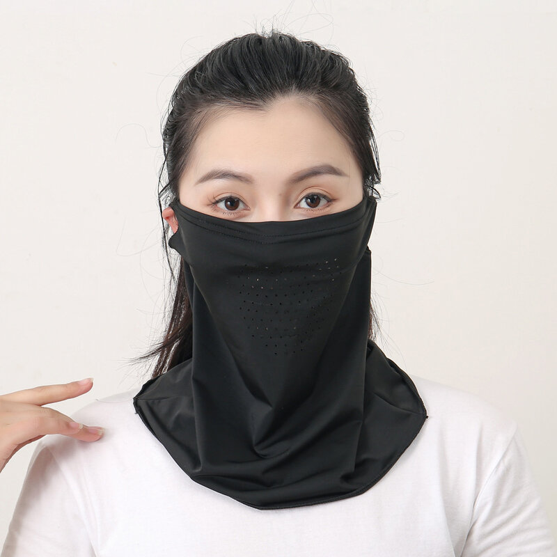 Écharpe de protection UV d'été pour le visage, masque facial Ice Inja, bavoir rond pour le cou, bavette d'extérieur, masque solaire respirant et anti-poussière
