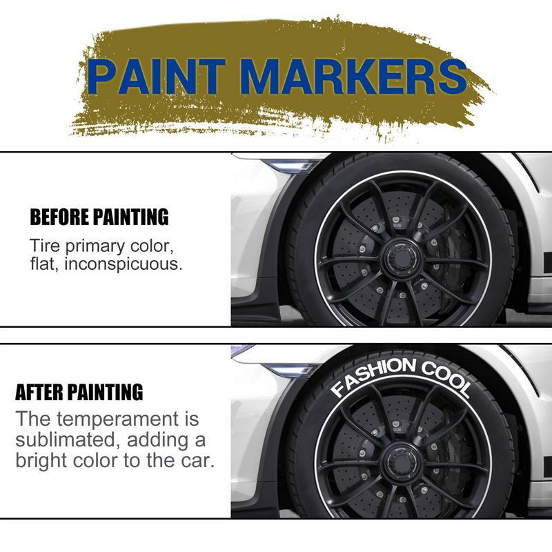 Rotulador de pintura para neumáticos de coche, rotuladores de pintura impermeables, 3 piezas, secado rápido, antidecoloración, a base de aceite, suministros de arte