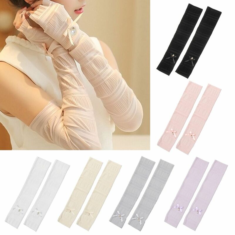Soft Sun Protection Cycling Sunscreen Arm Cover Breathable Mittens Women Arm Sleeves Fingerless Glove