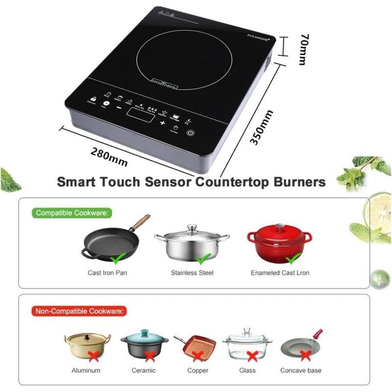 countertop burner  burner stove Touch Panel  Cooker  cooktop portable (Black-1)