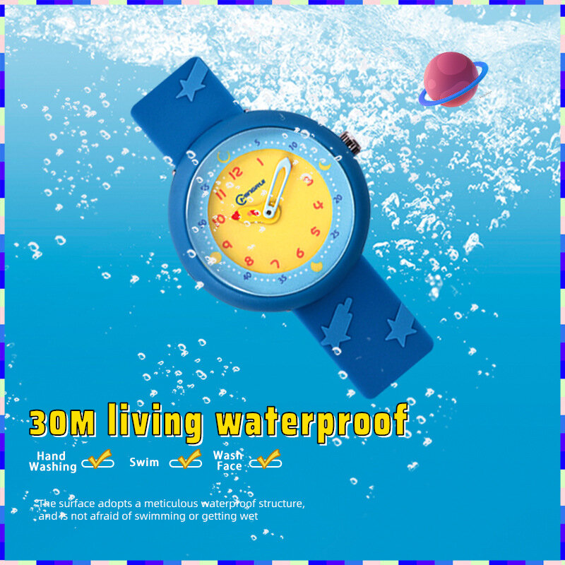 UTHAI BK123Cute Anime Pointer Electronic Quartz Children's Watch Waterproof and Seismic Resistant Silicone Boys and Girls' Watch