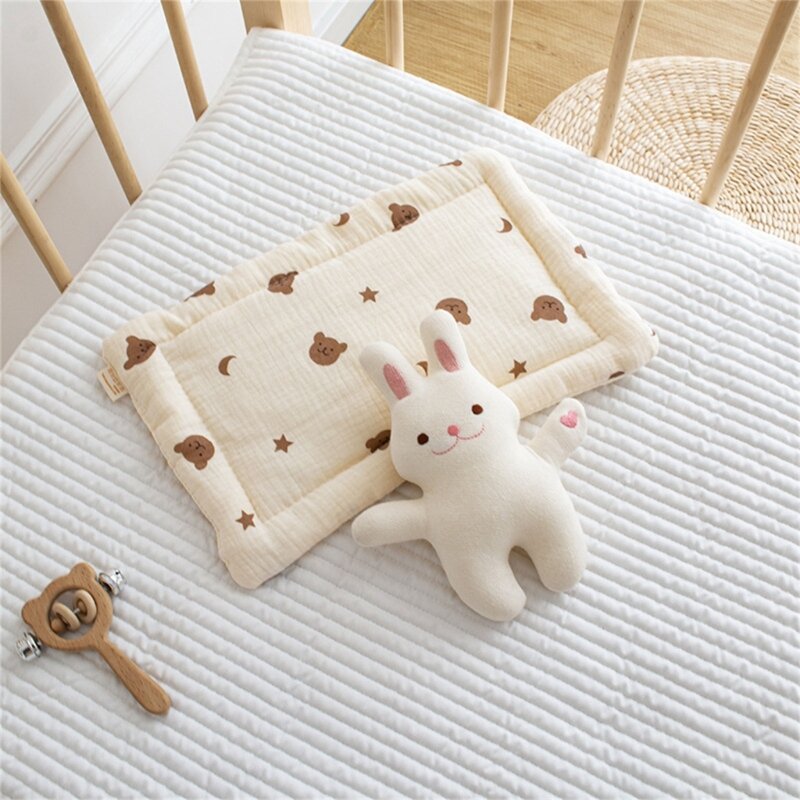 RIRI-almohada plana, almohada viaje transpirable, almohada para bebés pequeños con bonito patrón, almohadas suaves para para