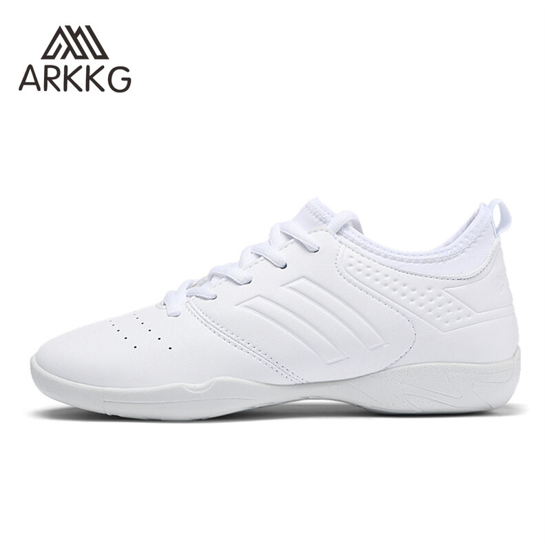 ARKKG 여성용 경량 플랫 댄스 신발, 미끄럼 방지 신발, 경쟁 체조화, 피트니스 스포츠화, 화이트 댄스 스포츠화