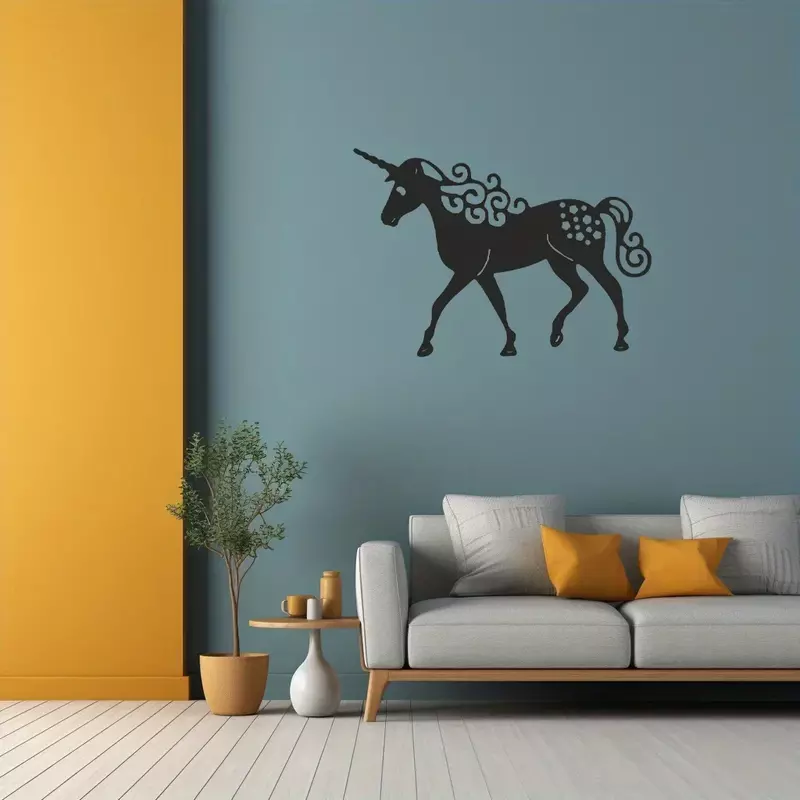 1pc, Cute Unicorn-Shaped Wall Hanging Paintings, Metal Crafts, Outdoor Garden Decorations, Wedding Party Scene Decorations Gift