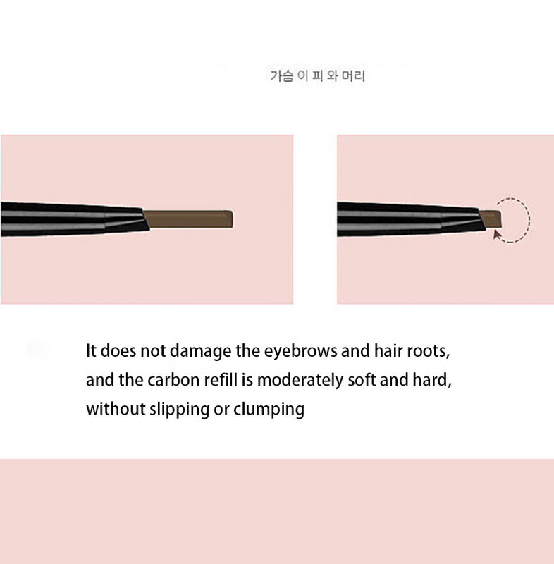 Lápiz de cejas giratorio de doble punta con pincel, resistente al agua, larga duración, sin florecimiento, tatuaje, maquillaje coreano