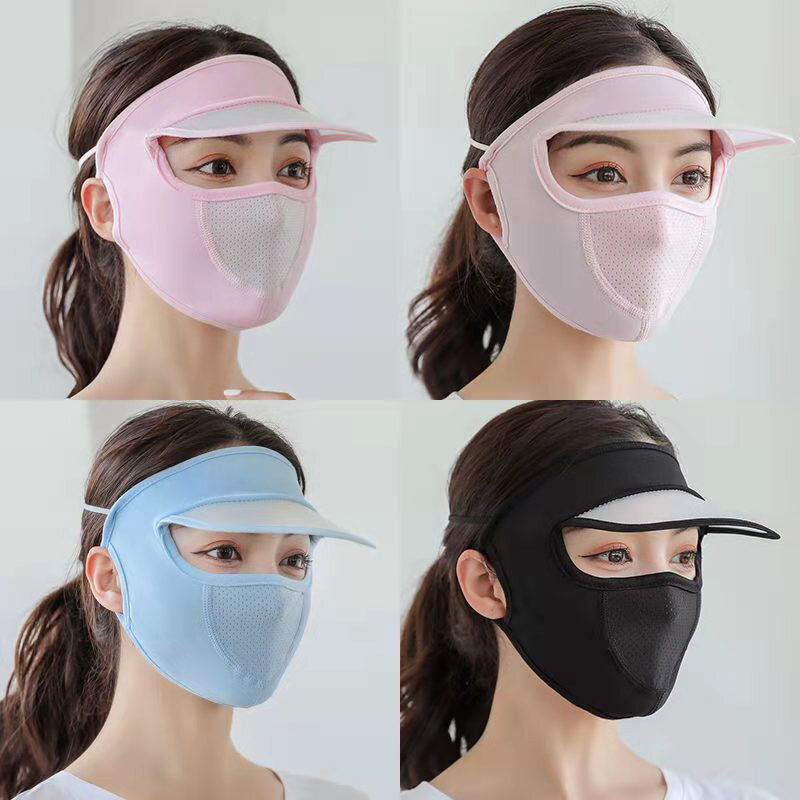 1pc Sommer Eis Seide Maske UV-Schutz Gesichts schutz Sonnenschutz Gesicht mit Krempe Outdoor Radfahren Sonnenschutz Hüte Kappen