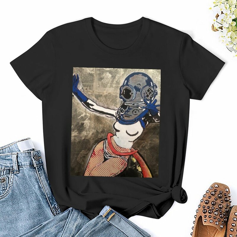 Deep Diving Girl and Octopus, Pop Art, Street Art, 1500 T-Shirt, Vêtements mignons, Mode féminine