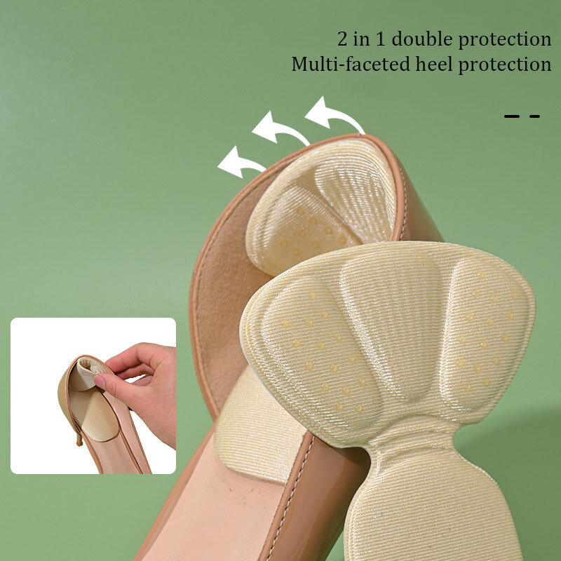 2Pcs T-Shape Shoe Heel Insoles Foot Heel Pad Sports Shoes Adjustable Antiwear Feet Inserts Insoles Heel Protector Sticker Insole